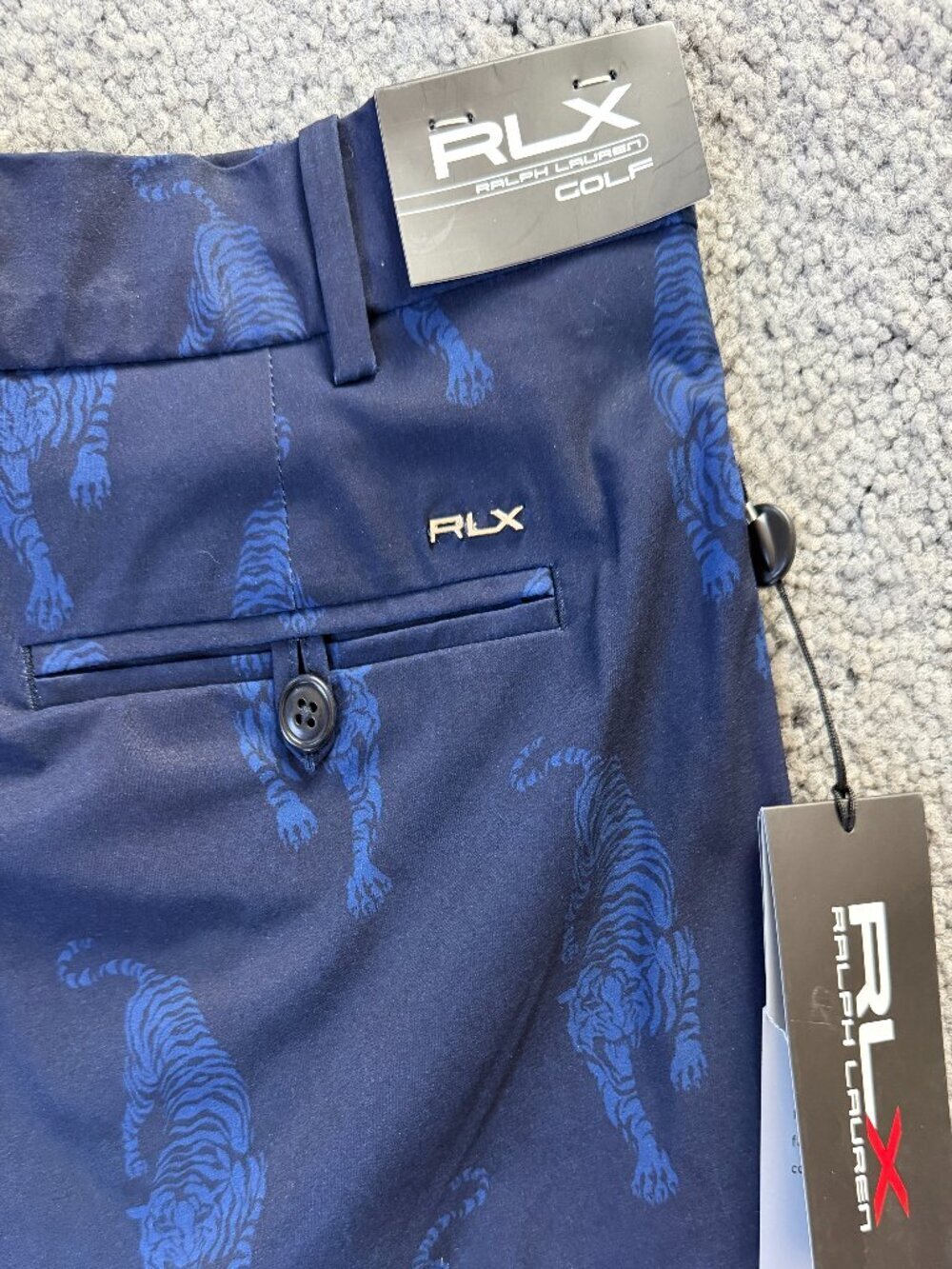 RLX Ralph Lauren Golf Shorts - Blue with Tiger Pattern - Size 36 - New With Tags - Picture 5 of 12
